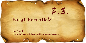 Patyi Bereniké névjegykártya
